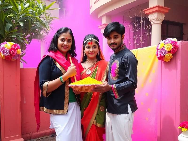 Holi Basket Hoopla Lathmar Holi Event Holi Basket Hoopla Regional Event - Lathmar Holi themed court with characters carrying sticks and colorful gulal